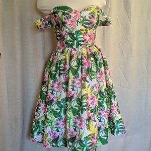 Floral off shoulder full tea dress